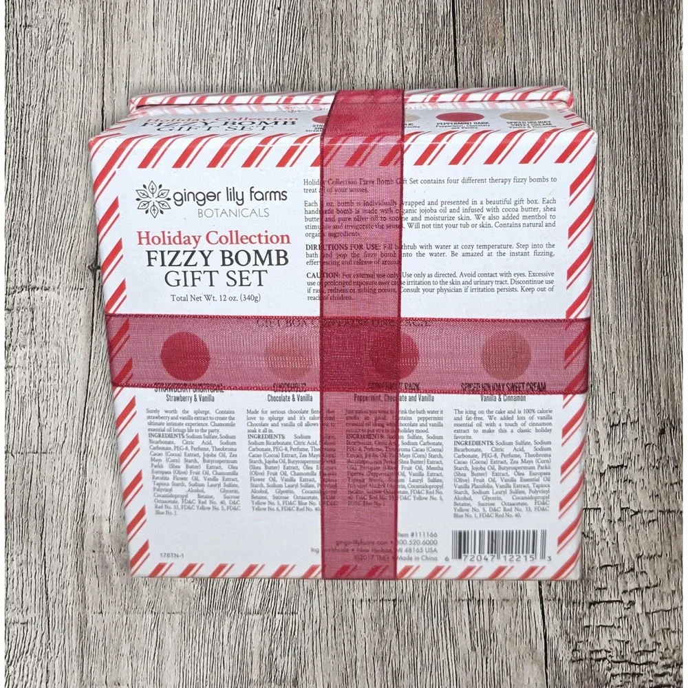 Ginger Lily Holiday Collection FIZZY BATH BOMB Gift Set Strawberry Chocoholic!!